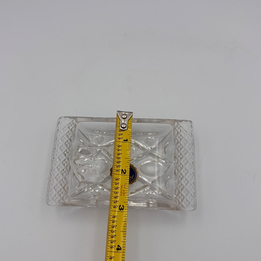 Imperial Glass Hand Crafted Ashtray Clear Diamond Cut Vintage USA - Picture 9 of 10